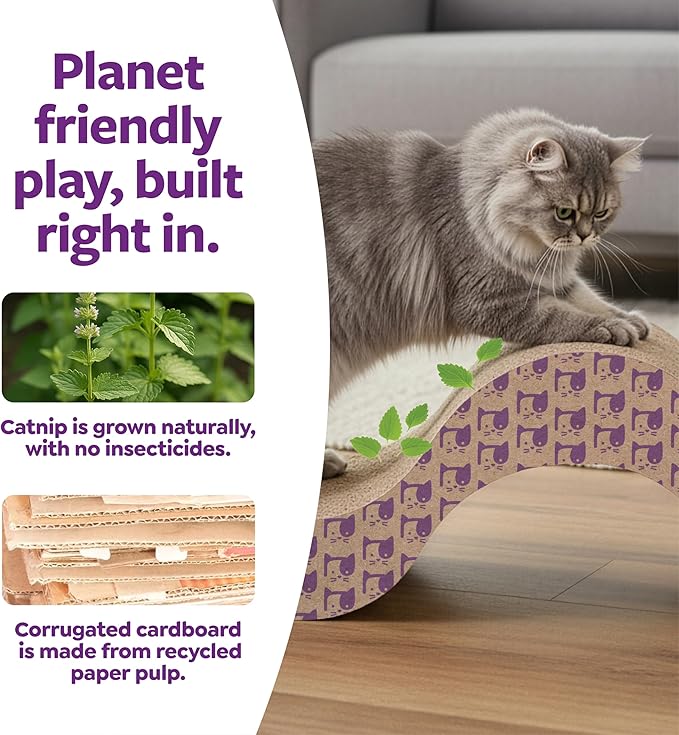 SmartyKat Super Scratcher+ Scroll Wide Corrugate Cat Scratcher with Catnip Infusion Technology, Stimulating for Cats & Kittens, Recycled Material, Brown