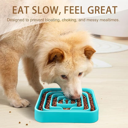 Slow Feeder Dog Bowls for Large Medium Dogs, Anti-Choking Slow Eating Maze Dog Food Bowl, Anti-Slip Slow Feeding Pet Puzzle Bowl,Blue