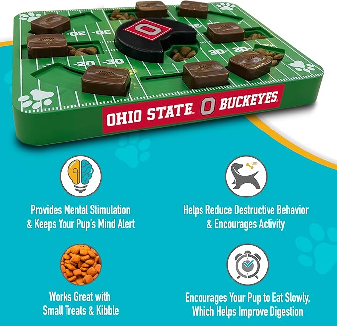 Pets First NCAA Ohio State Buckeyes Puzzle Toy, Puzzle Treat Dog Toy, Interactive Dog Treat Toy, Dog Puzzle Fedding Slow Toy