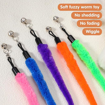 10 PCS Cat Toy Worm Refills, Soft Cat Worm Toys Interactive Cat Wand Replacement Feather Worm Teaser Refills Cats Kittens Toys for Indoor and Ourdoor Cats