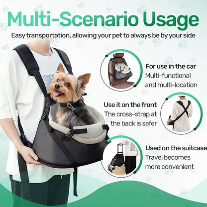 YUDODO 1-7lbs Tiny Dog Car Seat for Teacup Chihuahua Yorkie Luxury PU Leather Small Dog Booster Seat with Safety Belt, Soft Cushion, Black