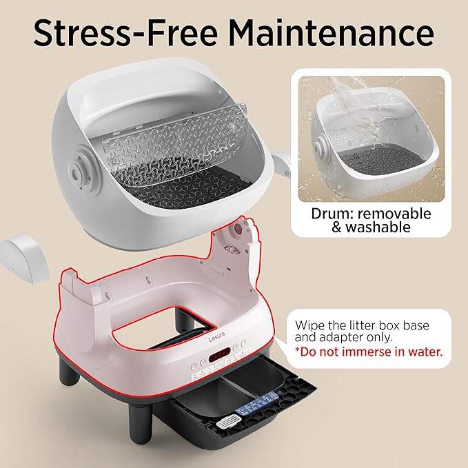 Lesure Self Cleaning Litter Box - Open-Top Automatic Cat Litter Box with APP Control & Anti-Pinch Sensor, for Large Cats, Odor Control, Includes 2 Sifters & 1 Roll Waste Bags