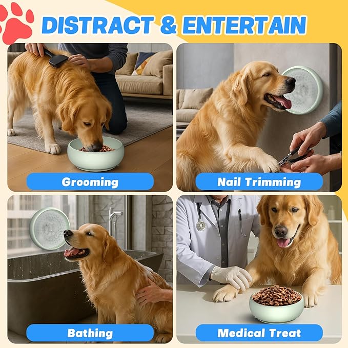 Pawinner 2 Pack Dog Lick Bowl, Freeze Lick Mat for Dogs, Food Grade Silicone, Non-Slip Slow Feeder Licking Bowl with Suction Cups, Enrichment Puzzle Feeder for Distraction(Green)
