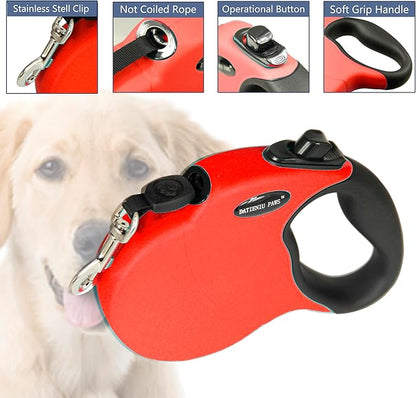 Retractable Dog Leash Hands-Free Adjustable Length 13ft with Safety Lock Durable Nylon Belt for Small Medium Large Dogs Easy Walk Training Portable Dog Leash Red S