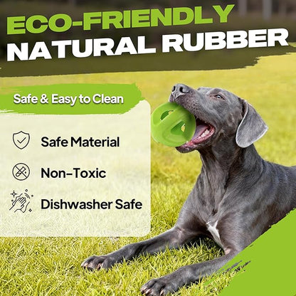 Fida Natural Rubber Dog Balls for Aggressive Chewers, Durable Dog Chew Toys for Large Dogs, Interactive Fetch & Tug of War Toys for Medium Large Breed Non-Toxic Dish Washable,4.5 * 4.5"
