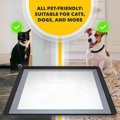 Skywin TidyFriend Dog Pee Pad Holder Tray - Fits Up to 24” x 24” Pee Pad Holder for Dogs - Stable Grip, Raised Edges, Quick-Wipe Silicone Surface Dog Pad Holder for Indoor Flooring Protection (Black)
