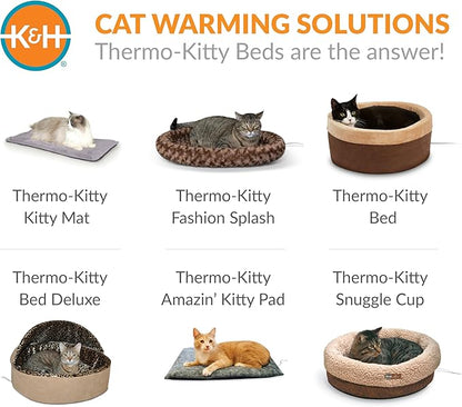 K&H Pet Products Heated Cat Bed Indoor, Thermo-Snuggle Cup Bomber Soft Heated Pet Bed for Large Indoor Cats and Small Dogs, Machine Washable, Waterproof Heated Pad, Safety Listed - 18 X 14in Gray