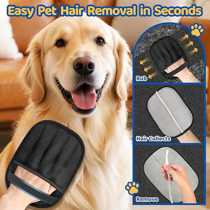 SmartTrends-2 Packs Pet Hair Removal Glove for Dogs & Cats, Five-Finger Ergonomic Grip Reusable & Washable Pet Hair Removal Tool, Lightweight Portable Dog Hair Remover for Couch, Carpet, Bed, Cloth