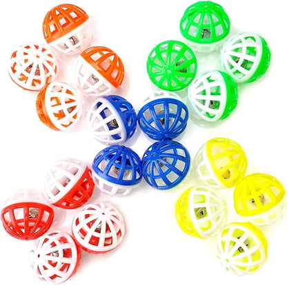CHIWAVA 45PCS 1.6'' Cat Toy Ball with Bell Plastic Lattice Jingle Balls Kitten Chase Pounce Rattle Toy Assorted Color