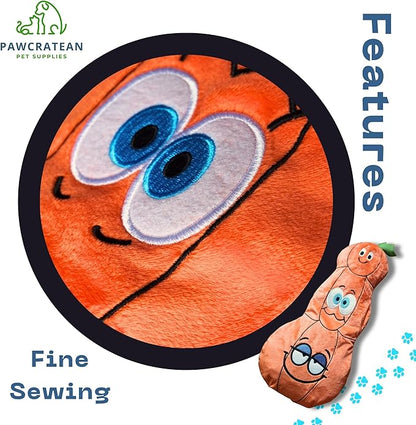 7" Squeaky Plush Toy for Puppies Small Dogs Self Etertainment Washable Soft Made [PET ONLY] (Triple Pumpkin)