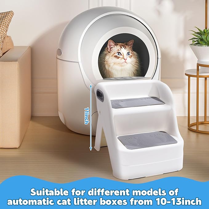 BALAPET Cat Ramp for Litter Box Litter Box Ramp Custom Fit for Automatic Cat Litter Box,with Non-Slip Rubber Feet, Cat Steps Suitable for Small & Elderly Cats
