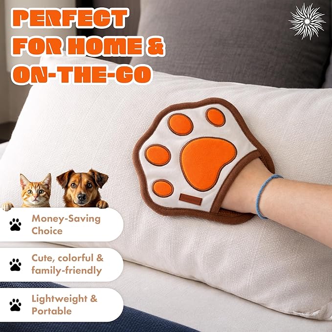 Blueppyness FurAway Glove – Electrostatic Pet Hair Removal Glove for Pets, Furniture, Carpet & Laundry | Reusable Lint Remover Mitt for Cat & Dog Hair | Soft, Durable, Fun Design & Improved Grip