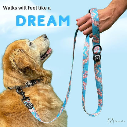 ShawnCo Dream Walk Dog Leash- Premium, Nylon Pet Leash with Soft Neoprene Handle for Small, Medium and Large Dogs (Freckle's Garden, Small)