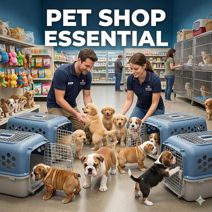 Portable Double Door Plastic Pet Carrier for Dogs & Cats - 24" Durable Ventilated Kennel with Top Loading, Airline Approved, Foldable Design for Travel & Vet Visits