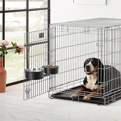 Dog Crate Water Bowl Hanging,2 Pack Stainless Steel Water Food Bowl No Spill for Crate Cage,Kennel Bowls Mountable Coop Cup for Dogs Cats Puppy