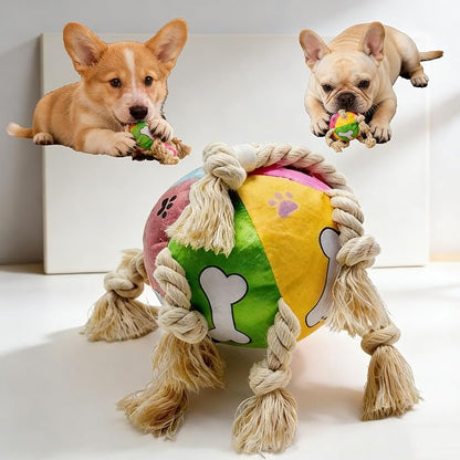 Indestructible Bear Dog Rope Toy with Rope for Aggressive Chewers, Tug of War Dog Toy Durable Chew-Resistant Interactive Ball for All Breeds (Tug Ball)