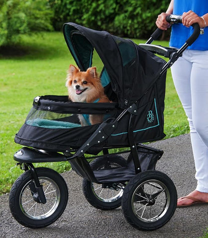 Pet Gear No-Zip NV Pet Stroller for Cats/Dogs, Zipperless Entry, Easy One-Hand Fold, Gel-Filled Tires, Plush Pad + Weather Cover Included, Caribbean Blue