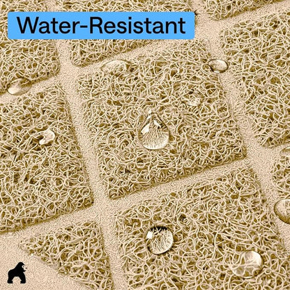 GORILLA GRIP Cat Litter Box Mat, 35x23 2 Pack, Cushioned Coil Mesh Litter Trapping Mats, Scatter Control Supplies for Less Mess, Phthalate Free, Ultra Deep Catch Grooves, Rinse or Vacuum Clean, Beige