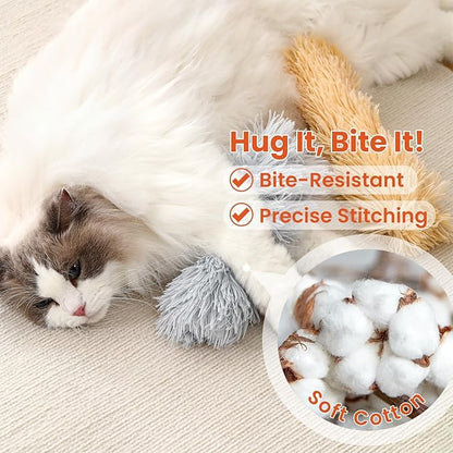 3 Pack Cat Pillow Toys with Catnip, Soft Plush Crinkle Cat Kicker Toys, Interactive Indoor Kitten Chew Toys for Kitty Exercise, Catnip Toys, Promotes Self Play