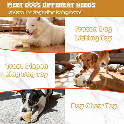 Indestructible Frozen Treat Dispenser Dog Chew Toy, Interactive Enrichment Dog Toy for Small Medium Large Dogs.Dog Puzzle Toy for Indoor Outdoor Play