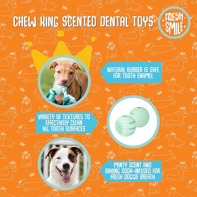 Chew King by Mammoth Dental Dog Toy Collection, Treater Clinically Proven to Remove Plaque