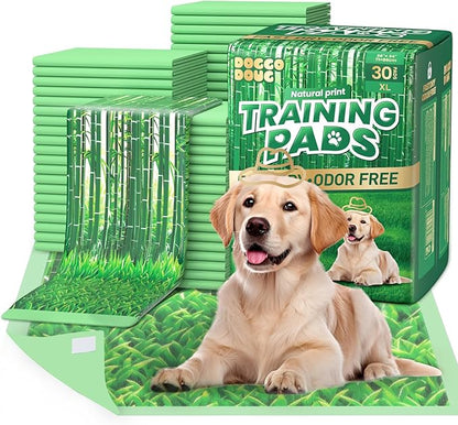 Puppy Pads XL 30 Count - 28"x34" Extra Large Pee Pads for Dogs Odor Blocking, Leak-Proof Potty Training Pad Super Absorbent, 6-Layer Leak-Bamboo Patterns Dog Pads