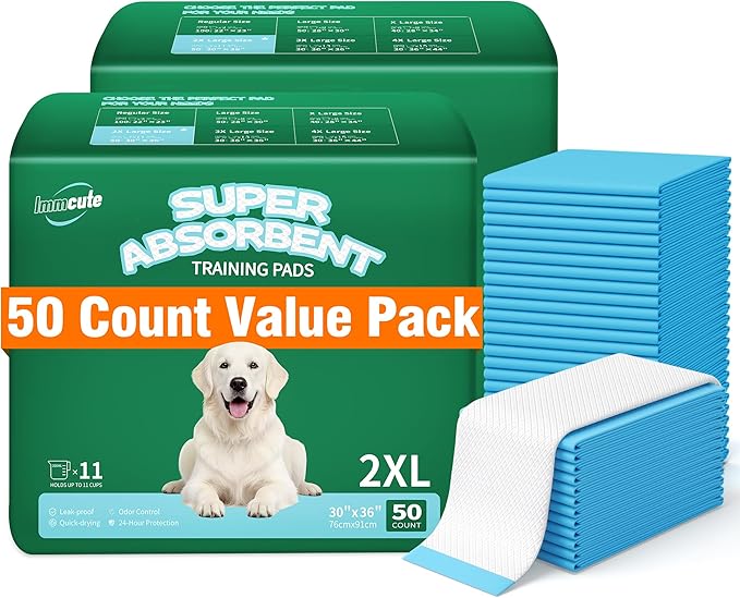 IMMCUTE Great Value Pee Pads 100 Count, 30"x36" Puppy Wee Pads XXL, Thicken Dog Pee Pads Extra Large for Potty Training, Disposable Leak-Proof & Absorbent Piddle Pads