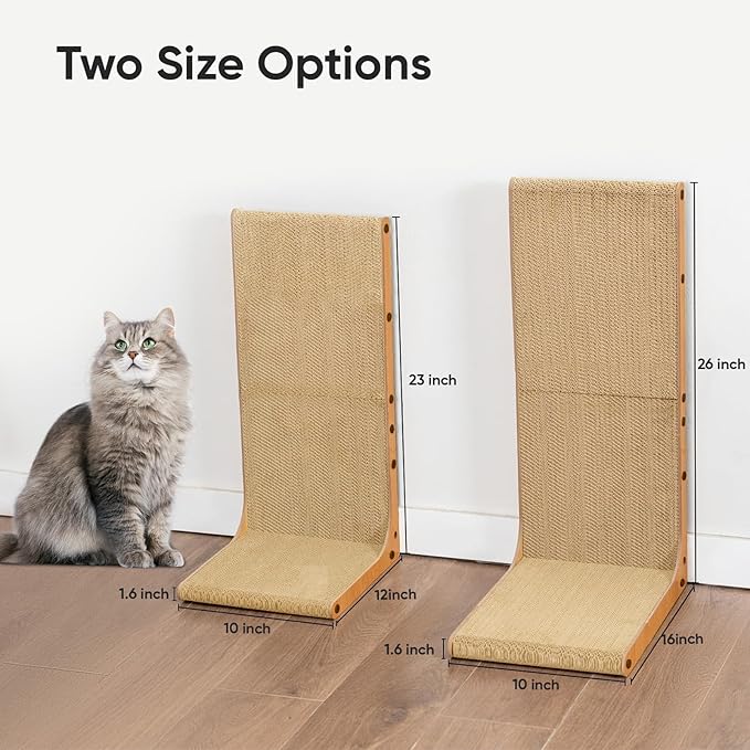 AGYM Cat Scratcher, 23 inch L Shape Cat Scratching Pad for Indoor Cats, Durable Sustainable Cardboard Scratcher, Recyclable Vertical Cat Scratch Pad to Protect Furniture, Small