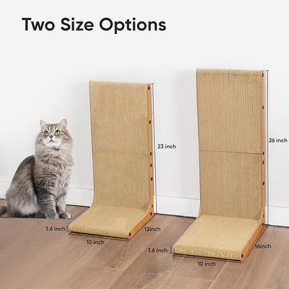 AGYM Cat Scratcher, 23 inch L Shape Cat Scratching Pad for Indoor Cats, Durable Sustainable Cardboard Scratcher, Recyclable Vertical Cat Scratch Pad to Protect Furniture, Small