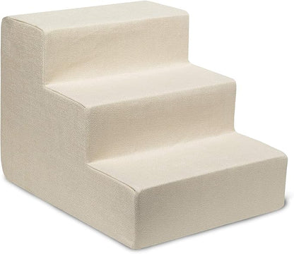 Best Pet Supplies Dog Stairs & Steps - Foam Steps for Small Dogs & Cats, Non-Slip Indoor Balanced Pet Step Support, Dog Ramp, No Assembly, Ivory, 3-Step (13.5-inch Height)