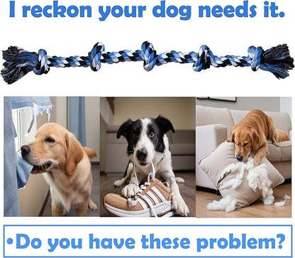 Dog Rope Toys for Large/Medium Aggressive Chewers,Tough Cotton Chew Toy,5 Knots 2.7Feet Indestructible,Knots Extra Tough Cotton Dog Ropes for Medium Large Dogs,Toy Teeth Cleaning