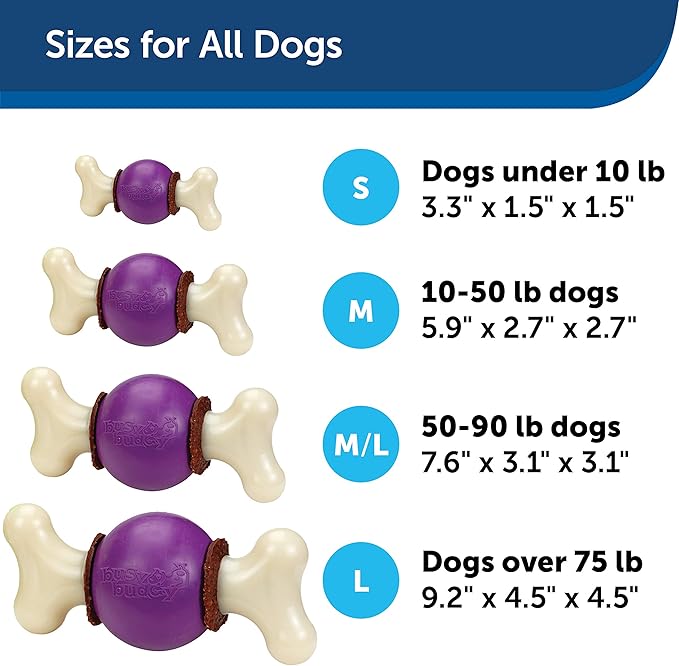 PetSafe Busy Buddy Bouncy Bone - 3-in-1 Adjustable Slow Feeder Toy with Refillable Treat Rings - Cleans Teeth & Gums, Cures Boredom & Slows Down Eating Habits - Medium/Large - for Dogs 50-90 lb