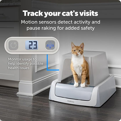 PetSafe Legacy ScoopFree Crystal Pro Self-Cleaning Automatic Cat Litter Box - Front-Entry Motion-Sensing Cat Box with Integrated Health Counter - Includes 1 Disposable Crystal Litter Tray