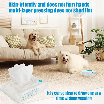 Treela 10 Packs of 800 Dog Wipes Pet Wipes Cat Grooming Supplies for Paws, Butt, Ear, Skin, Eye, Body Cleaning Bath Stain Odor Remover, Home or Travel Use(Unscented)