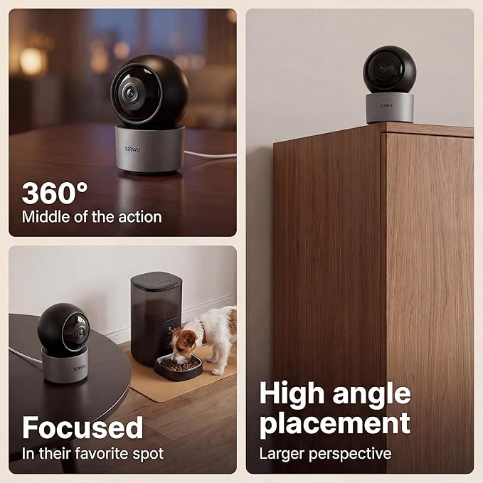 AI Pet Camera Indoor with Phone App, Dog Camera with Speaker, Multi-Pet Recognition & AI Day Summary, 2K 3MP Cat Camera for Indoor, 360° Auto Tracking, Night Vision, 2-Way Talk, WiFi 2.4G/5G