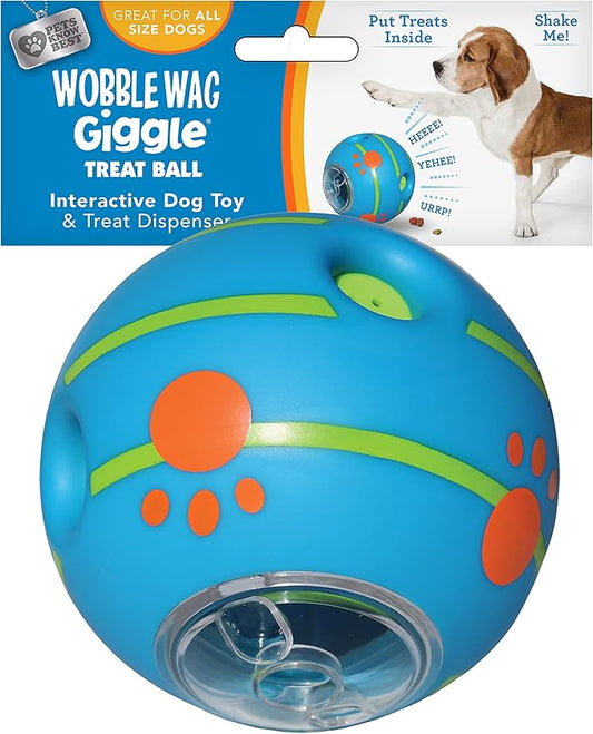Wobble Wag Giggle Ball Interactive Dog Treat Dispensing Toy, Giggle Sounds Keeps Dogs Busy and Entertained, Pets Know Best