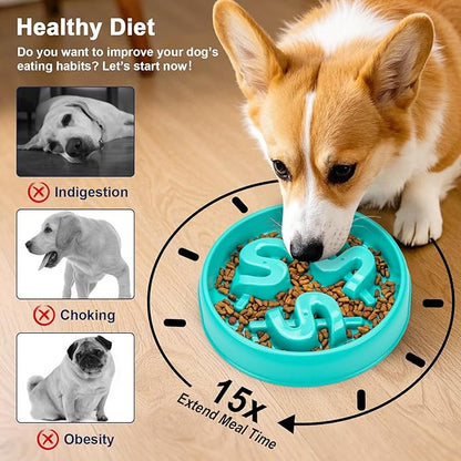 Slow Feeder Dog Bowls, Maze Dog Bowl Slow Feeder for Healthy Eating, Non-Slip Dog Food Bowl, Food-Grade Puppy Bowl, Slow Feeder Cat Bowl & Cat Food Bowl, Puzzle Dog Bowls for Small & Medium Pets