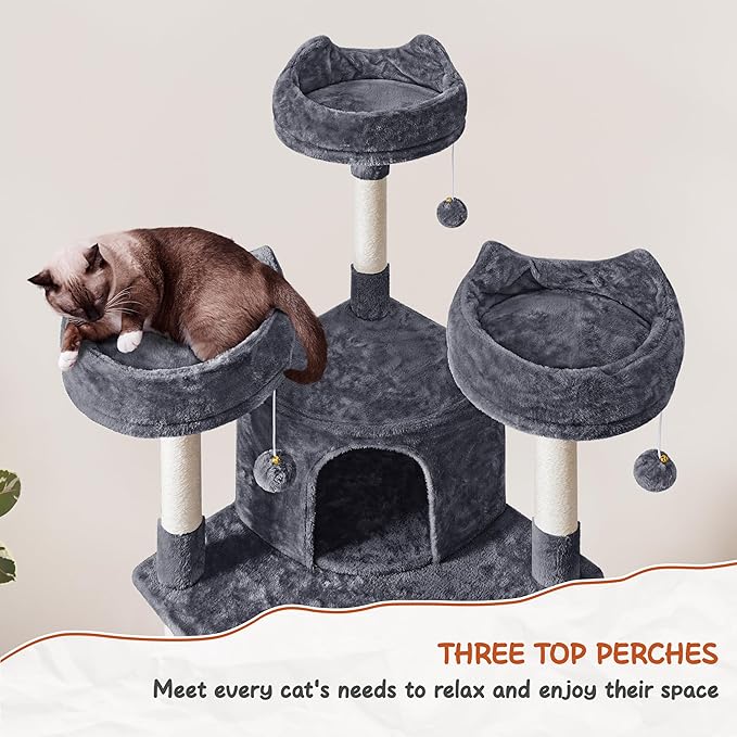 Yaheetech 76in Cat Tree Multi-Level Cat Tower with Large Cat Condo＆Cozy Perches Stable Pet Play House w/Sisal-Covered Scratching Posts＆Board for Indoor Cats, Dark Gray