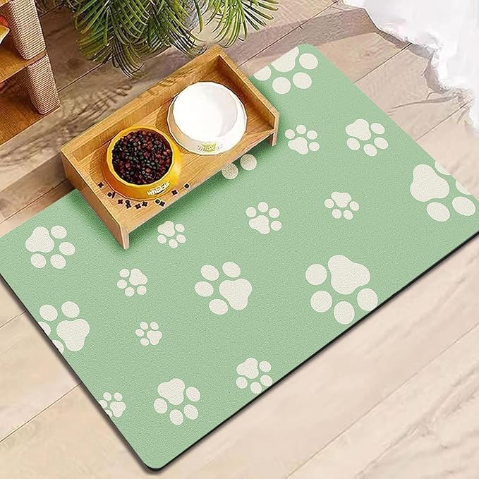 Pet Feeding Mat Dog Cat Food Mat Absorbent No Stains Quick Dry Rubber Bottom Anti-Slip Water Bowl Mats Easy to Clean for Indoor Pet Placemats Water Dispenser Mat