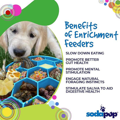 SodaPup Honeycomb Enrichment Bowl – Durable Enrichment Feeder Made in USA from Non-Toxic, Pet-Safe, Food Safe Material for Mental Stimulation, Slowing Down Eating, Healthy Digestion, & More