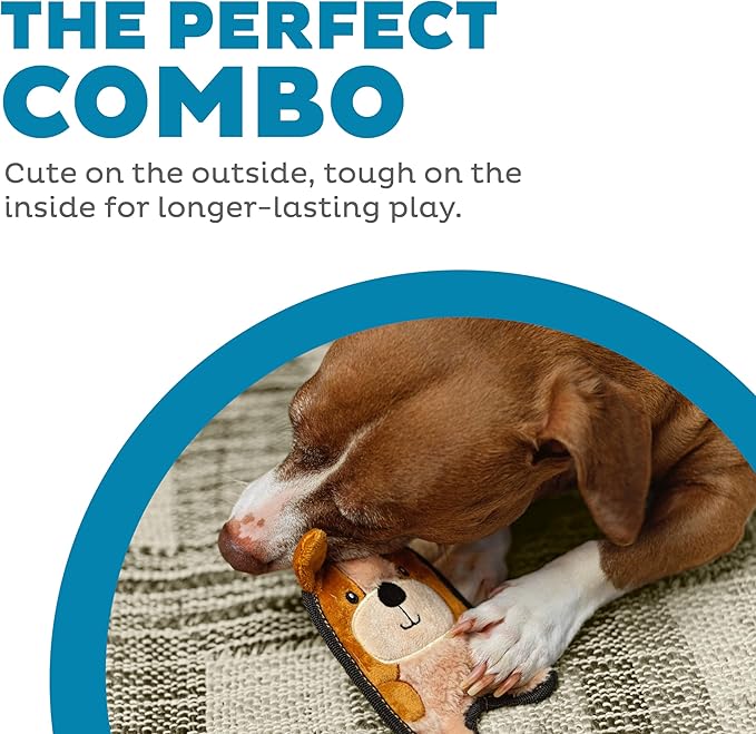 Outward Hound Durablez Tough Plush Squeaky Dog Toy, Puppy, Brown, XS