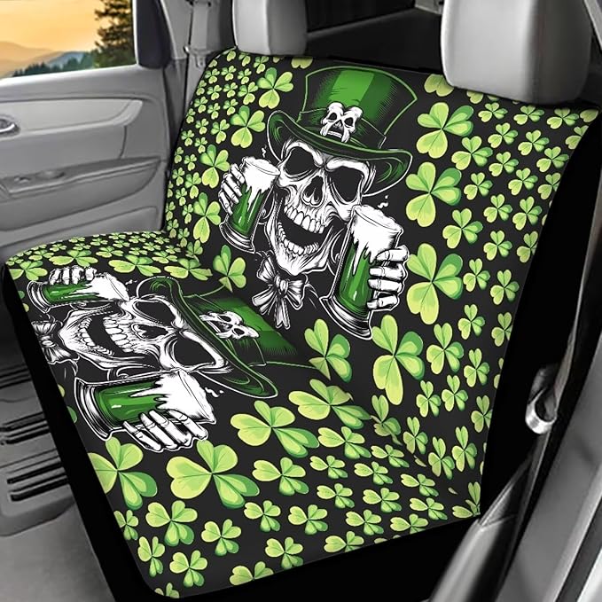 AFPANQZ Saint Patrick Skull Car Back Seat Covers Protector Rear Car Seat Cushion Dust and Scratch Proof Universal Fits Car, Truck, SUV, Van