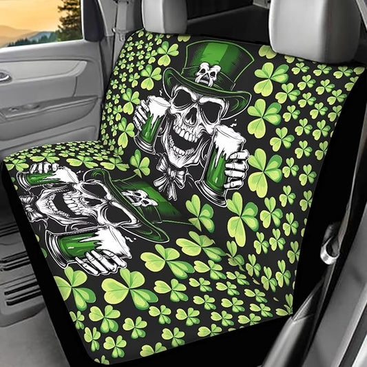 AFPANQZ Saint Patrick Skull Car Back Seat Covers Protector Rear Car Seat Cushion Dust and Scratch Proof Universal Fits Car, Truck, SUV, Van