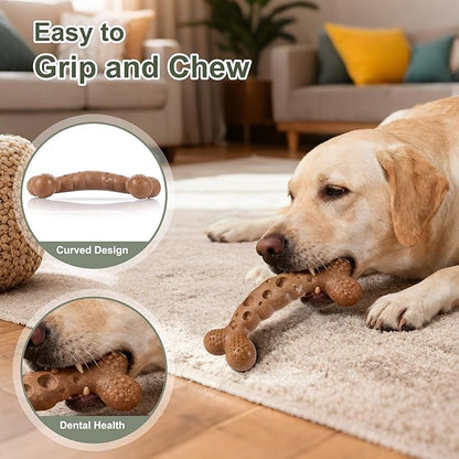 Dog Chew Toy for Aggressive Chewers Bacon Flavored Indestructible Dog Bone Toys for Medium/Large Breed to Keep Them Busy
