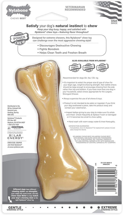 Nylabone Big Chew Knuckle Bone Power Chew Toy for Large Dogs, Durable Dog Toys for Aggressive Chewers, Destroy Proof Chew Toys To Keep Them Busy, Chicken Flavor, XX-Large, 50++ lbs, 1 Count