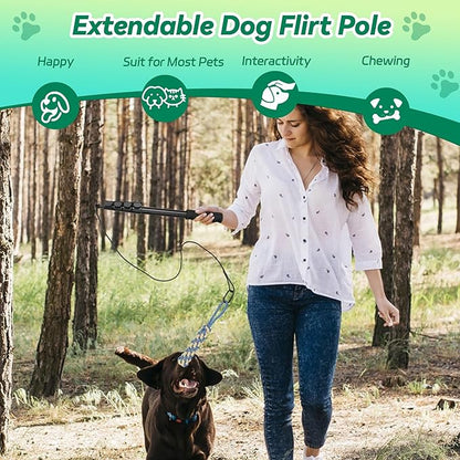 Flirt Pole for Dogs, Interactive Toys Tug-of-war for Dogs, Five-Section Retractable Adjustable Length,for Outdoor Exercise & Training for Small Medium Large Dog