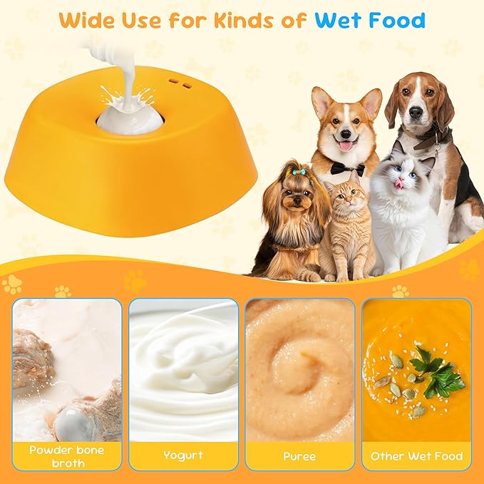 Dog Licking Toy, Slow Feeder Dog Bowls for Medium Large Breeds, Anti-Slip Dog Lick Bowl for 3/4 Cup Yogurt, Bone Broth, and Other Liquid Treat, Licking Bowl for Dietary Supplement (Yellow)