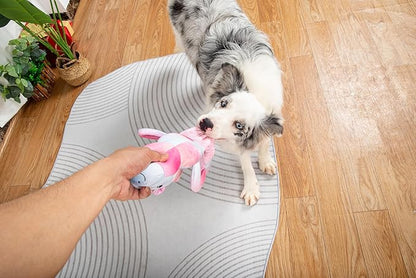 3-in-1 Squeaky Dog Toy for Chewer (Squeaker, Crinkle Paper & Elastic Band), Durable Interactive Puppy Plush Stuffed Chew Toy for Boredom, Tug of-War, for Small Medium Large Breed (Unicorn)