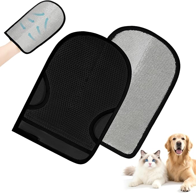 YS&JJFZ 2 Pcs Pet Hair Remover Gloves for Cats & Dogs,Newly Upgraded Reusable Electrostatic Pet Hair Gloves， Pet Hair Remover Tool for Clothing, Couch, Carpet, Car Seat