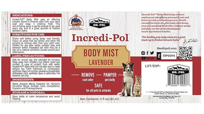 Dr. Pol Incredi-Pol Body Mist | Pet Deodorizer Spray & Dog Body Odor Eliminator | Dog Freshener & Odor Spray for Dogs | Safe for Dogs & Cats | Long-Lasting Scent | 3oz | Lavender